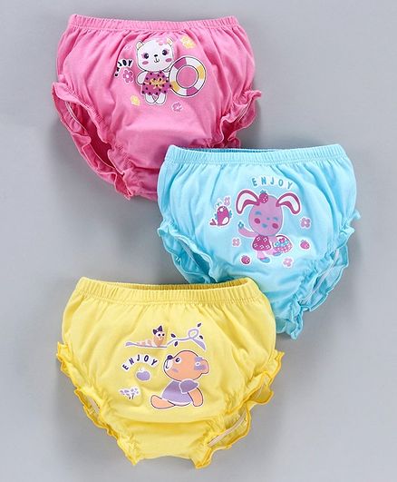 Simply Panties Animal Print Pack of 3 - Pink Blue Yellow
