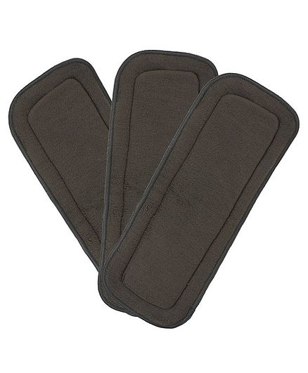 Liltoes 5 Layer Organic Cotton Bamboo Charcoal Cloth Diaper Inserts Pack of 3 - Black