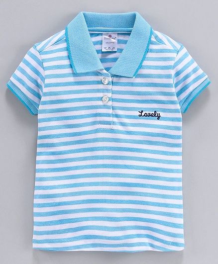 Smarty Half Sleeves Striped Tee - Blue