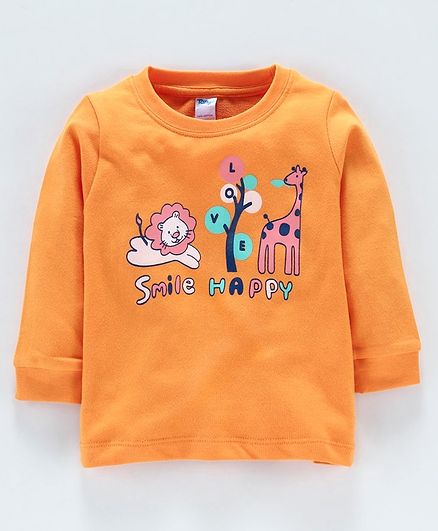 Tango Full Sleeves Tee Animal Print - Orange