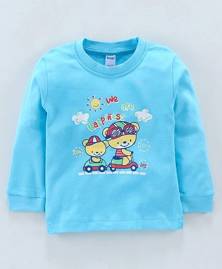 Tango Full Sleeves Tee Teddy Print - Blue