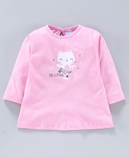 Tango Full Sleeves Frock Kitty Print - Pink