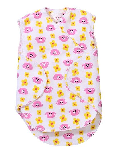 Preemie-Yums Sleeveless Wrap Shirt - Pink & White