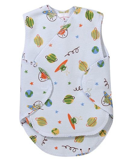 Preemie-Yums Space Theme Sleeveless Wrap Shirt - White