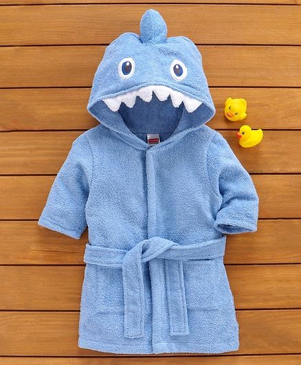 Babyhug 3D Hooded Bathrobe - Blue