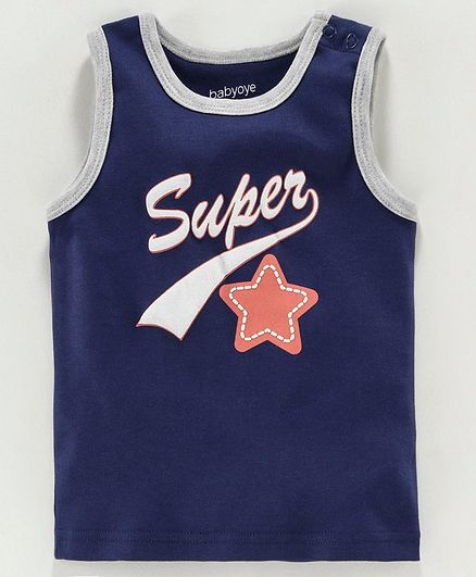 Babyoye Sleeveless Printed Tee - Blue