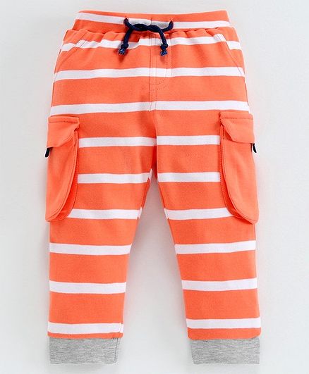 Babyoye Full Length Striped Lounge Pant - Orange