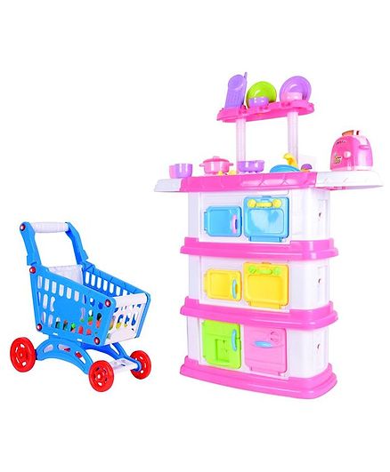 Planet of Toys Battery Operated Kitchen Play Set With Light & Sound - Pink