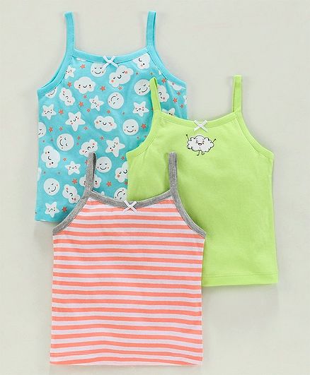 Babyoye Cotton Printed & Striped Slips Pack of 3 - Green Red Blue