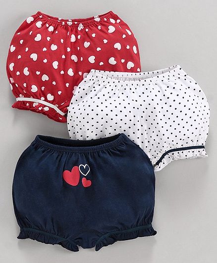 Babyoye Cotton Printed Bloomers Pack of 3 - Red White Blue