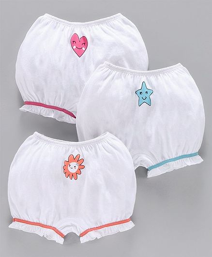 Babyoye Cotton Printed Bloomers Pack of 3 - White
