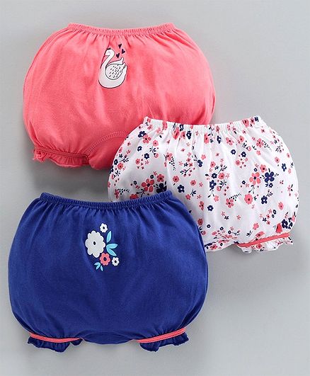 Babyoye Printed Hipster Bloomer Pack of 3 - Blue Pink White
