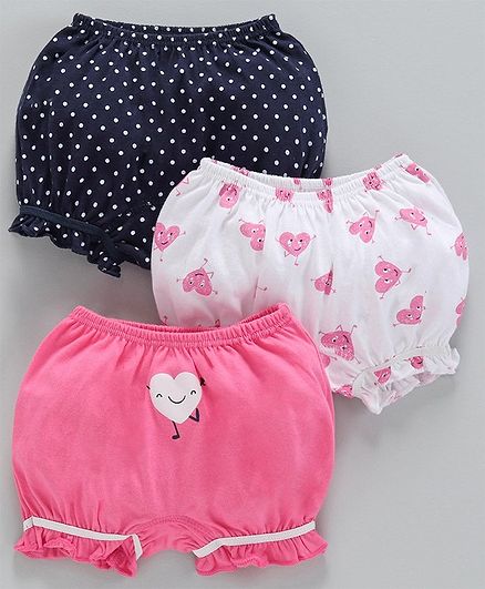 Babyoye Printed Cotton Bloomers Pack of 3 - Blue White Pink