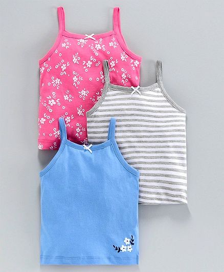 Babyoye Cotton Slips Pack of 3 - Pink Grey Blue