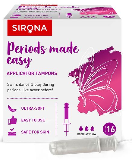 Sirona Normal Flow Premium Apllicator Tampons White - 16 Pieces