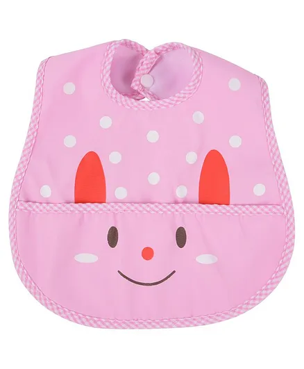 Yellow Bee Bib with Crumb Collector - Pink