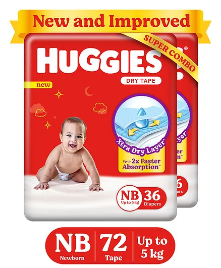 Huggies New Dry Diapers Small - 72 Pieces