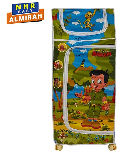 NHR Plastic Folding 4 Shelved Wardrobe Chota Bheem Print - Blue Green