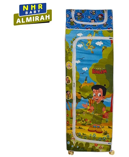 NHR Plastic Folding 6 Shelved Wardrobe Chota Bheem - Blue Green