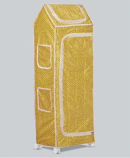 NHR Plastic Folding 5 Shelved Wardrobe Dot Print - Yellow