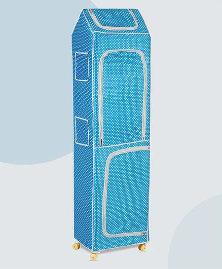 NHR Plastic Folding 7 Shelved Wardrobe - Blue