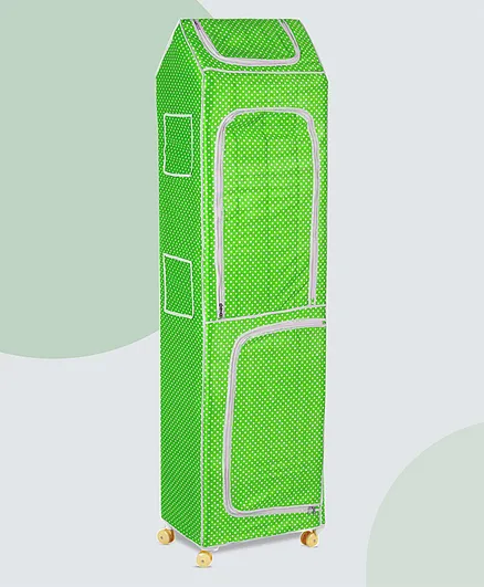 NHR Plastic Folding 7 Shelved Wardrobe - Green