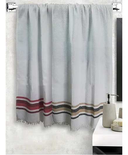 Athom Trendz 100% Cotton Premium Checked Bath Towel Pack of 2 - Grey