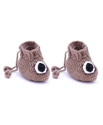 MayRa Knits Abstract Pattern Booties - Brown