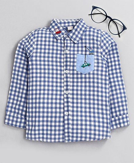 Kookie Kids Full Sleeves Checked Shirt - Blue