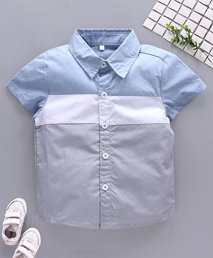 Kookie Kids Half Sleeves Solid Color Shirt - Blue