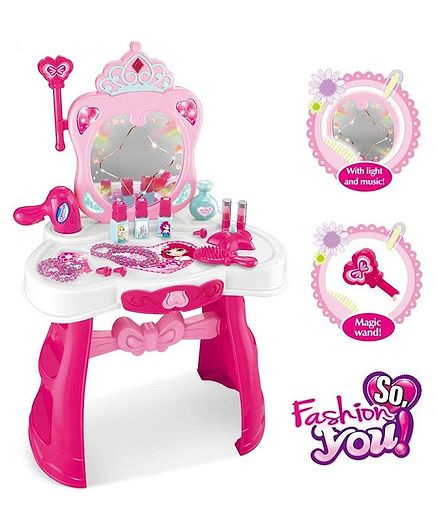 Zest 4 Toyz Vanity Beauty Set Cum Dressing Table Pink - 21 Pieces
