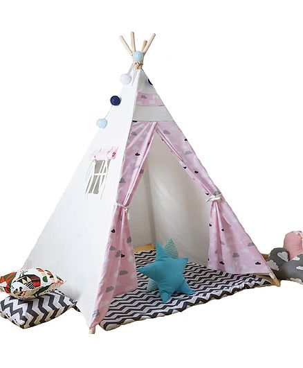 Polka Tots Kids Teepee Tent with Padded Mat - Pink