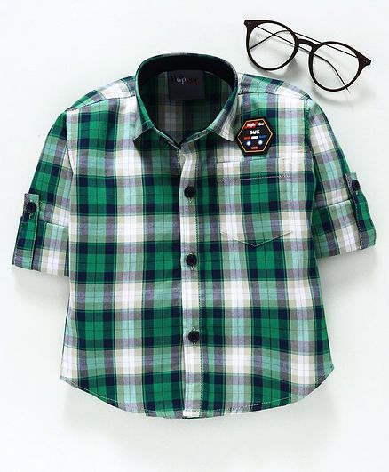 Dapper Dudes Checks Full Roll Up Sleeves Shirt - Green