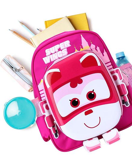 School Bag Multi Print Pink - 12 Inches