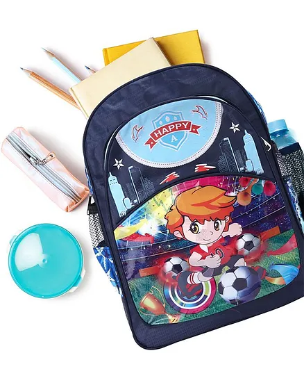 Preschool Kids Bag Boy Print Navy - 12 Inches