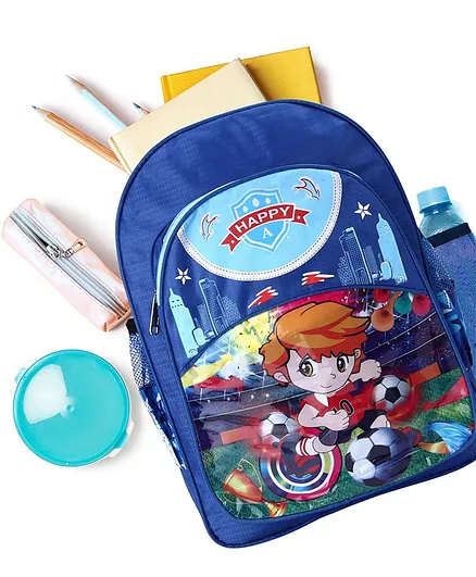 School Bag Multi Print Blue- 12 Inches