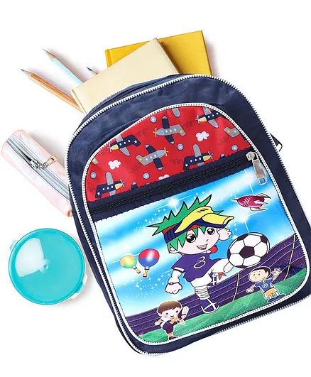 Preschool Kids Bag Multi Print Navy - 12 Inches