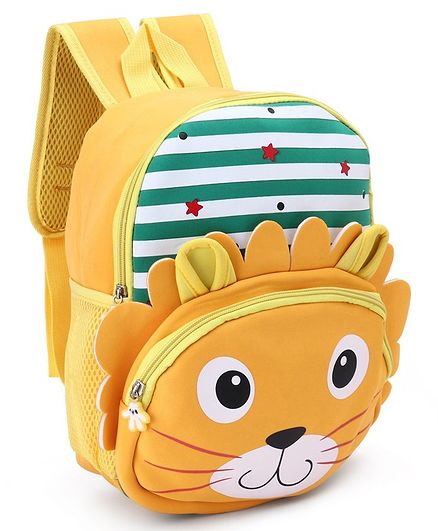 School Bag Lion Print Yellow - 13 Inches