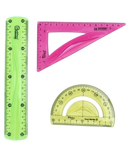 Geometrical Instruments Pink Green Yellow - 3 Pieces
