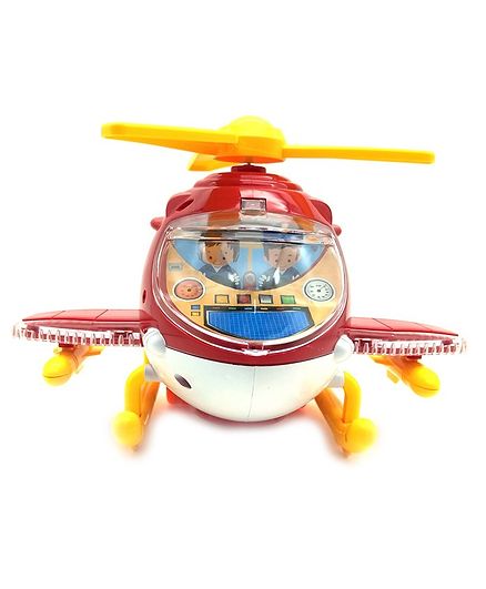 Emob Friction Powered Helicopter Toy With Light & Sound Effects - Red