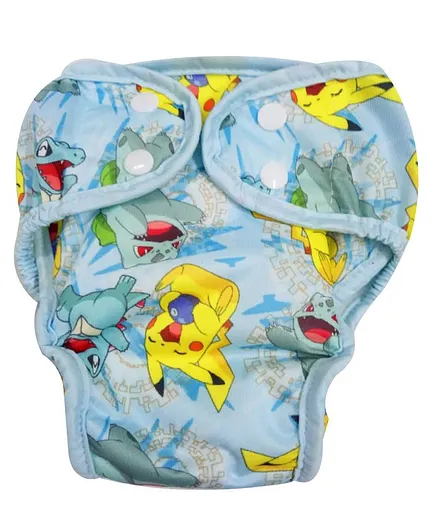 Pokemon Reusable Cloth Diaper with Insert Pad Blue - Small