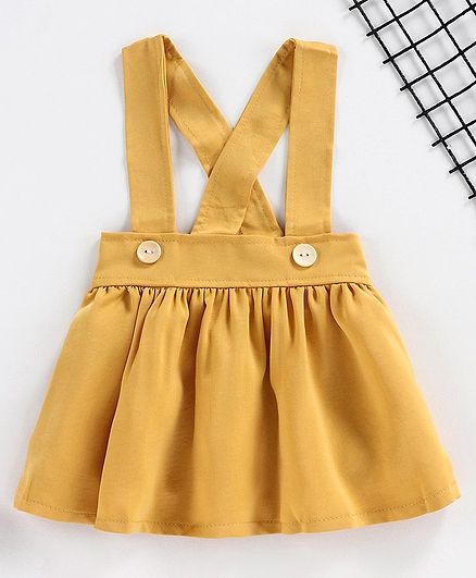 Kookie Kids Solid Color Skirt with Suspenders - Mustard Yellow