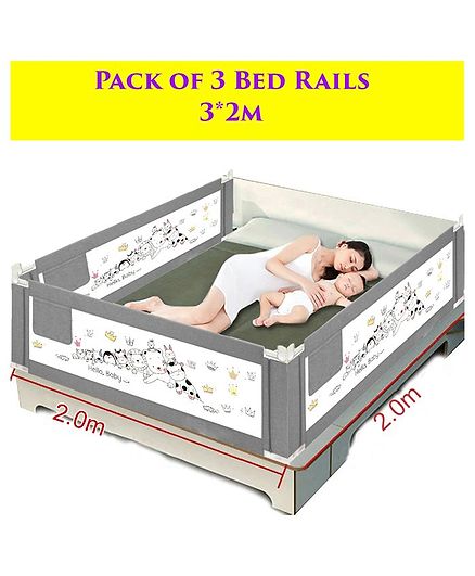 Syga 2 Meters Bed Rail Animal Print Pack of 3 - Grey