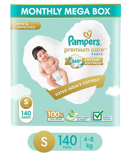 Pampers Premium Care Pant Style Diapers Small Size Monthly Pack - 140 Pieces
