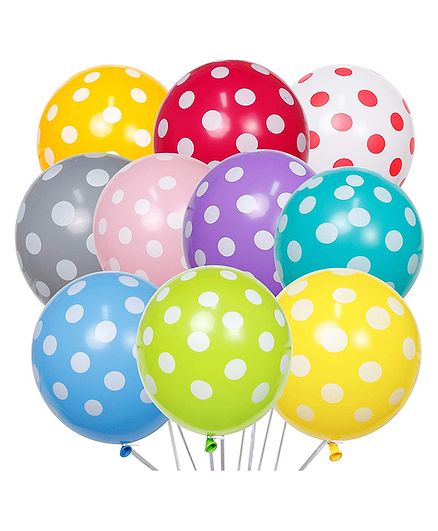 Funcart Polka Dot Balloons Pack of 10 (Color May Vary)