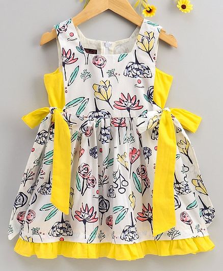 Pspeaches Sleeveless Flower Print Dress - White