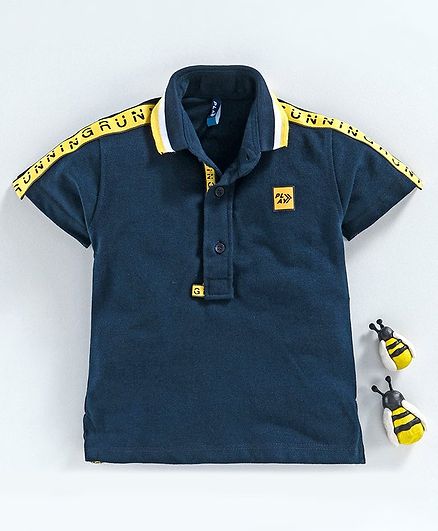 Little Kangaroos Half Sleeves Tee Text Print - Navy