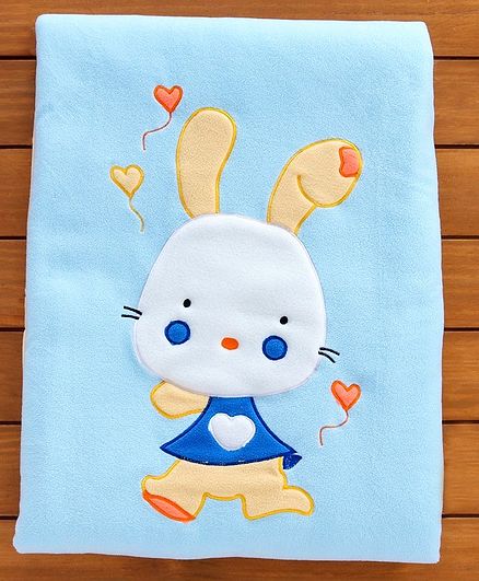 Sherin Blanket With Bunny Embroidered - Blue