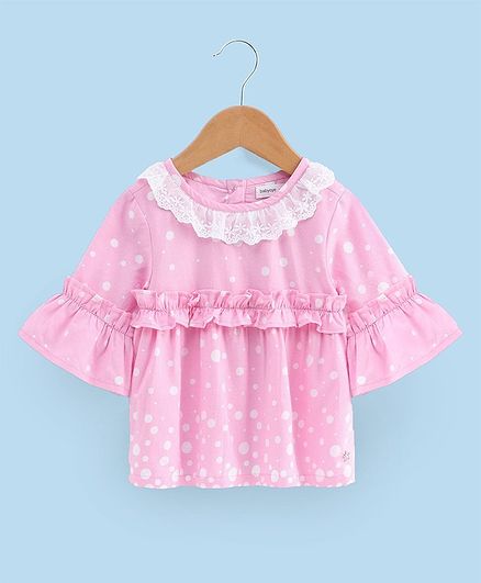 Babyoye Three Fourth Sleeves Cotton Top - Light Pink