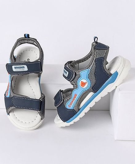 Cute Walk by Babyhug Sandals with Triple Velcro Closure - Navy Blue
